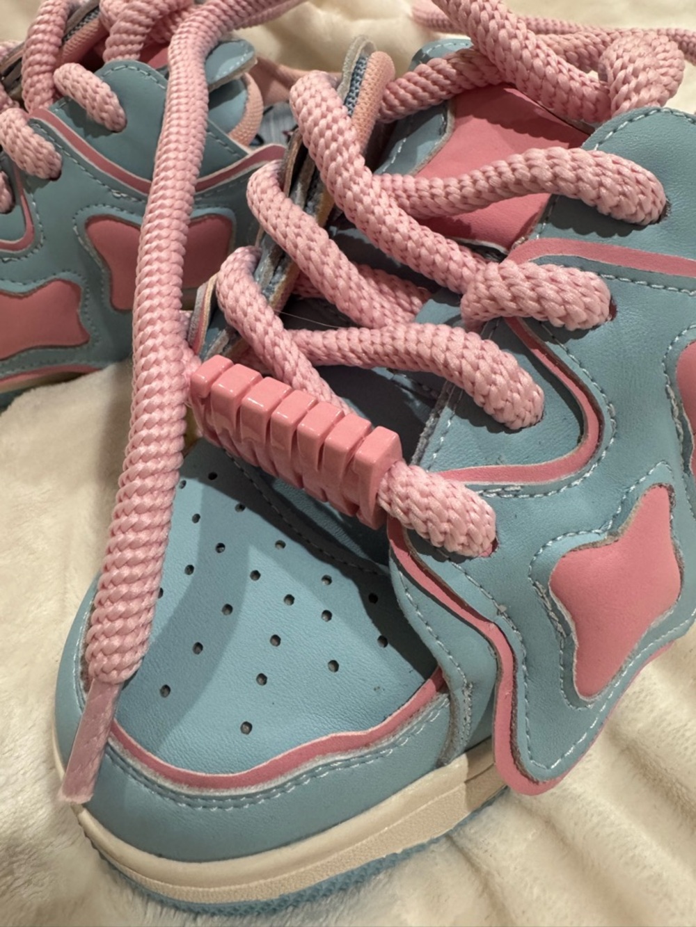Kids Pink & Light Blue Star Accent Sneakers